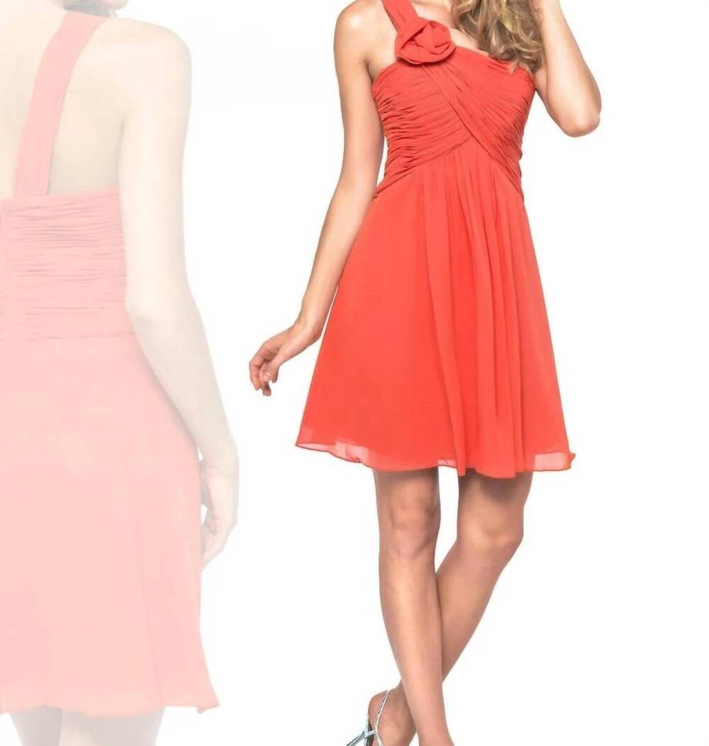 NEW LAST DRESS ruched rosette asymmetric evening dress in orange